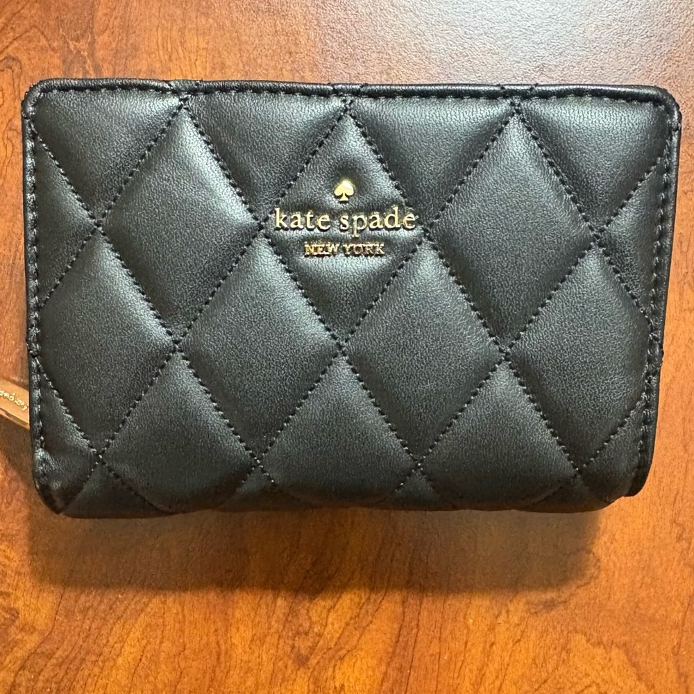 Kate Spade Black Leather Wallet with Gold Accents